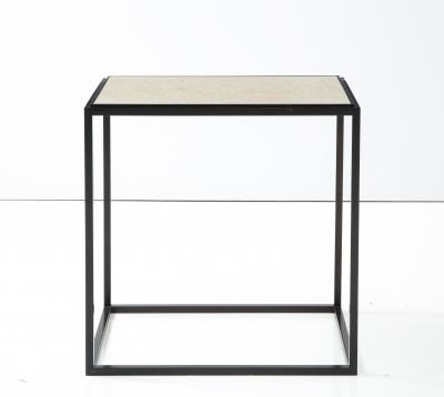 Lance Thompson Made to Order Stone Top Side Table Console with Solid Metal Base