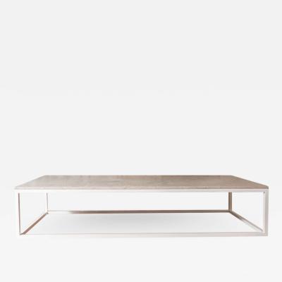 Lance Thompson Made to Order Stone Top Solid Stainless Steel White Base Coffee Table