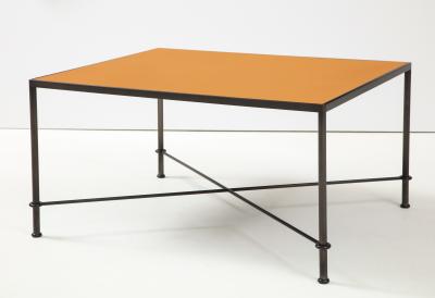 Lance Thompson Mies handmade leather and iron coffee table by Lance Thompson Made to Order