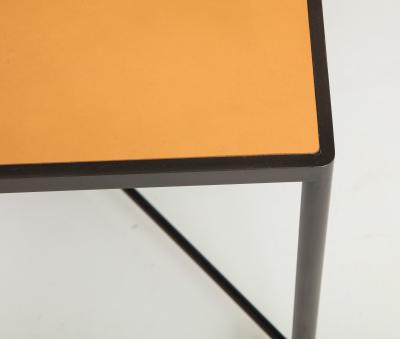 Lance Thompson Mies handmade leather and iron coffee table by Lance Thompson Made to Order