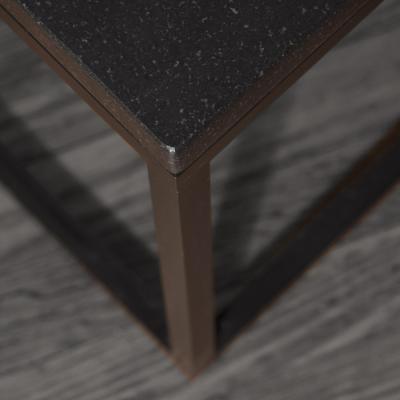 Lance Thompson Pair Belgian Bluestone Solid Blackened Steel Frame Side Tables