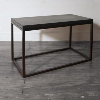 Lance Thompson Pair Belgian Bluestone Solid Blackened Steel Frame Side Tables