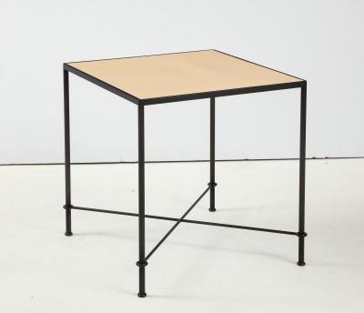 Lance Thompson Pair of Mies Handmade Leather and Iron Tables by Lance Thompson Made to Order