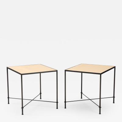 Lance Thompson Pair of Mies Handmade Leather and Iron Tables by Lance Thompson Made to Order