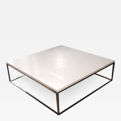 Lance Thompson Stone Cocktail Coffee Table with Bronze Finish Base Made to Order