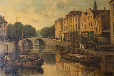 Landscape With A French River Port From The 19th Century