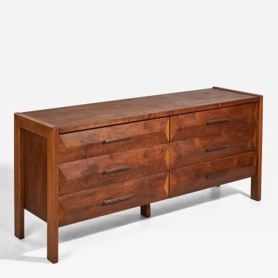 Lane Furniture Dresser with Oak and Brass USA 1970s