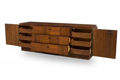 Lane Furniture Mid Century American Mahogany 9 Drawer Staccato Brutalist Lowboy