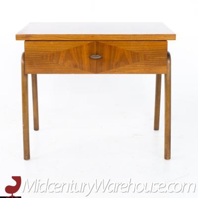 Lane Harlequin Mid Century Inlaid Walnut Side Table Nightstand