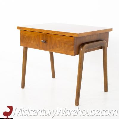 Lane Harlequin Mid Century Inlaid Walnut Side Table Nightstand