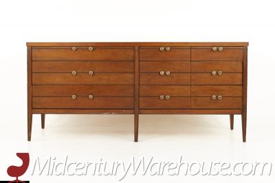 Lane Mid Century Walnut Tuxedo Bow Tie Sideboard Credenza