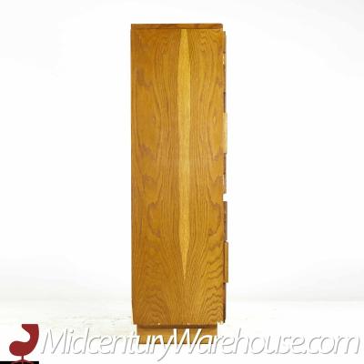 Lane Staccato Brutalist Mid Century Oak Armoire