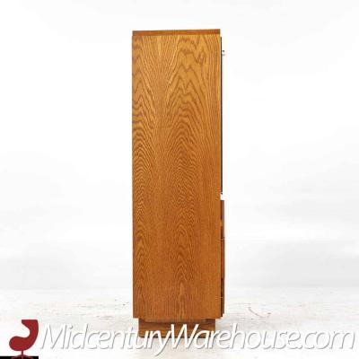Lane Staccato Mid Century Oak Brutalist Mirrored Armoire