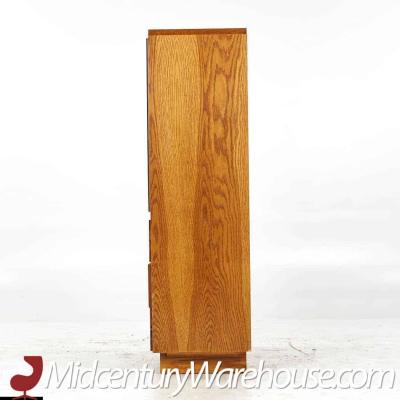 Lane Staccato Mid Century Oak Brutalist Mirrored Armoire