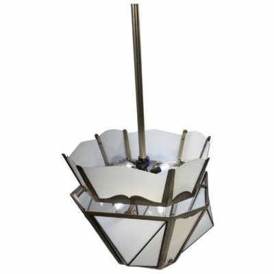 Lantern in Nickel plated Steel and Opaline glass 1930