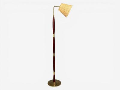 Laoni Belysning Swedish Modern Floor Lamp Stained Wood Brass Sweden 1960s