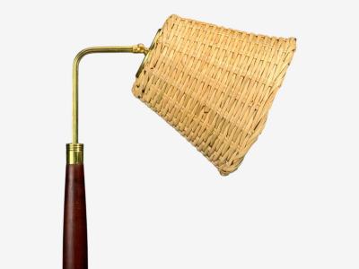 Laoni Belysning Swedish Modern Floor Lamp Stained Wood Brass Sweden 1960s