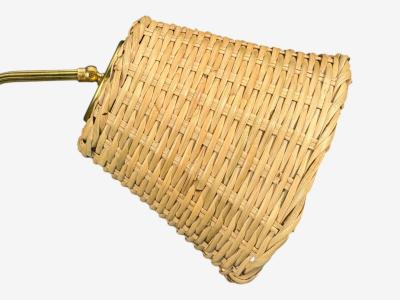 Laoni Belysning Swedish Modern Floor Lamp Stained Wood Brass Sweden 1960s