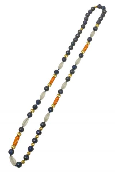 Lapis Lazuli Rock Crystal and 14K Gold Necklace