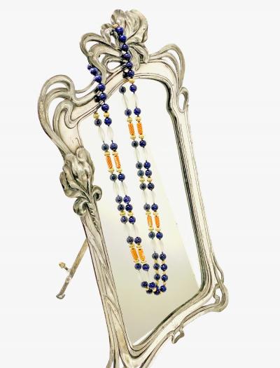 Lapis Lazuli Rock Crystal and 14K Gold Necklace