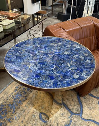 Lapis Lazuli and Bronze Pedestal Table