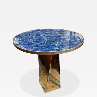 Lapis Lazuli and Bronze Pedestal Table