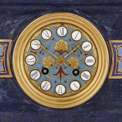 Lapis enamel and gilt bronze garniture