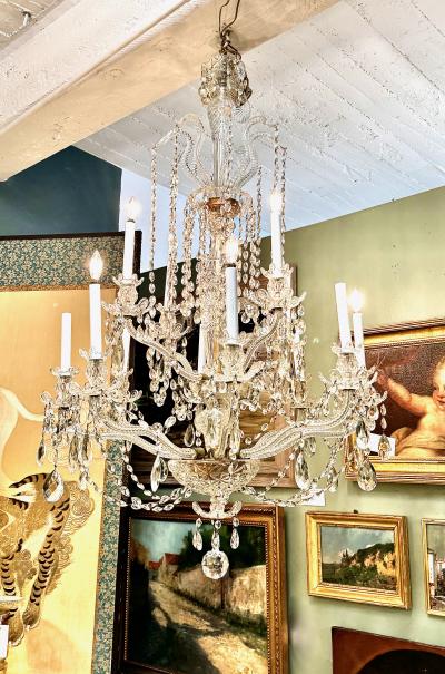 Large 12 Light Bohemian Cut Crystal Chandelier