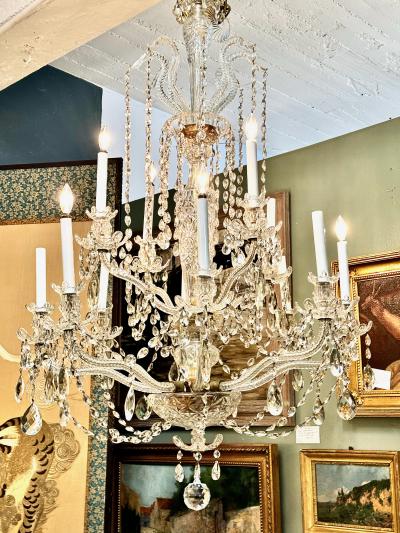 Large 12 Light Bohemian Cut Crystal Chandelier
