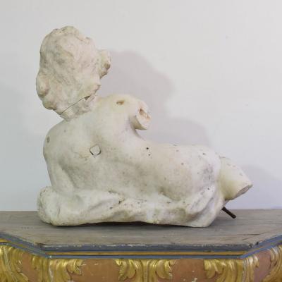 Large 17 18th Century Italian Carved Carrara Marble Baroque Angel Fragment
