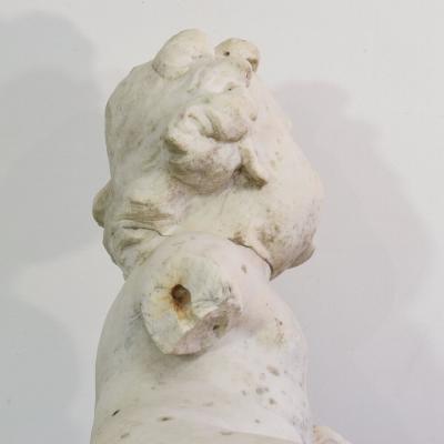 Large 17 18th Century Italian Carved Carrara Marble Baroque Angel Fragment