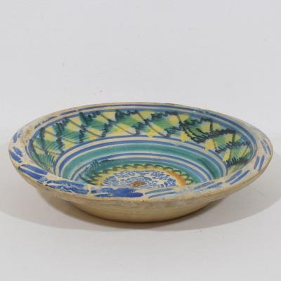 Large 18 19th Century Spanish Glazed Earthenware Bowl