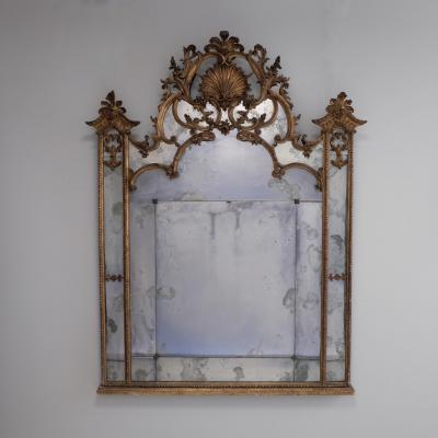 Large 1820s Carved Wood Overmantel Mirror Italy