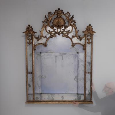 Large 1820s Carved Wood Overmantel Mirror Italy