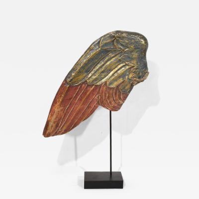Large 18th Century Italian Carved Wooden Wing of a Baroque Angel