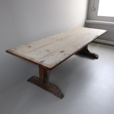 Large 18th Century Refectory Table with Fabric Covered Top