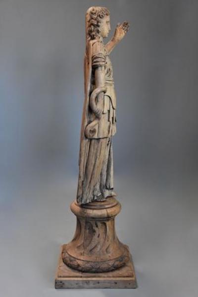 Large 18th century highly decorative life size carved oak figure