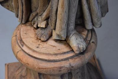 Large 18th century highly decorative life size carved oak figure