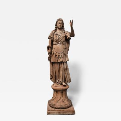 Large 18th century highly decorative life size carved oak figure