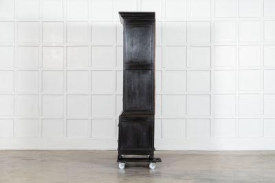 Large 18thC English Ebonised Oak Livery Cupboard