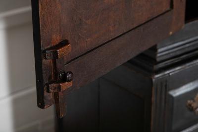 Large 18thC English Ebonised Oak Livery Cupboard