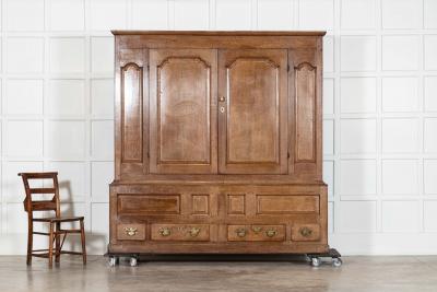 Large 18thC English Oak Livery Cupboard