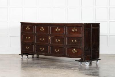 Large 18thC English Vernacular Oak Dresser Base Counter