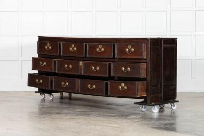 Large 18thC English Vernacular Oak Dresser Base Counter