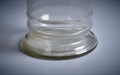 Large 1920s Glass Pillar with Delicate Floral Engravings