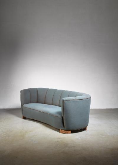Large 1940s Danish sofa with petrol upholstery