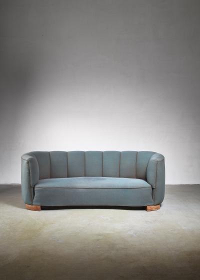 Large 1940s Danish sofa with petrol upholstery