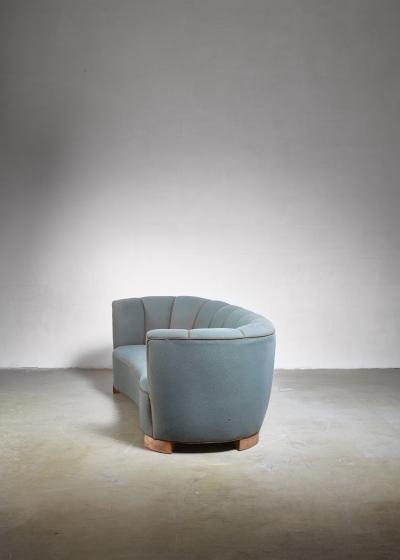 Large 1940s Danish sofa with petrol upholstery