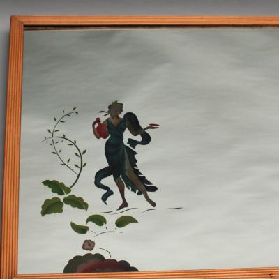 Large 1950th Illuminated Wood Framed Mirror