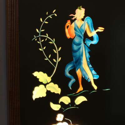 Large 1950th Illuminated Wood Framed Mirror